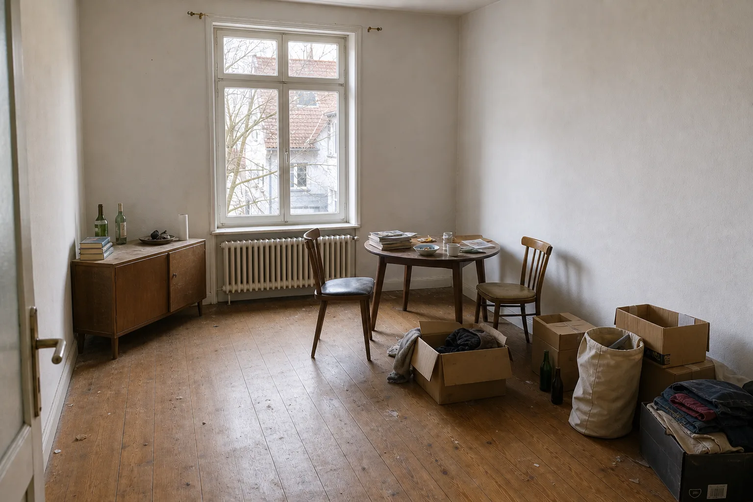Über Jahre bewohnter und vollgestellter Raum vor der Haushaltsauflösung